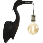 Vogel wandlamp kunststof zwart