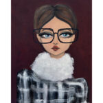 Wanddoek bruin vrouw canvas