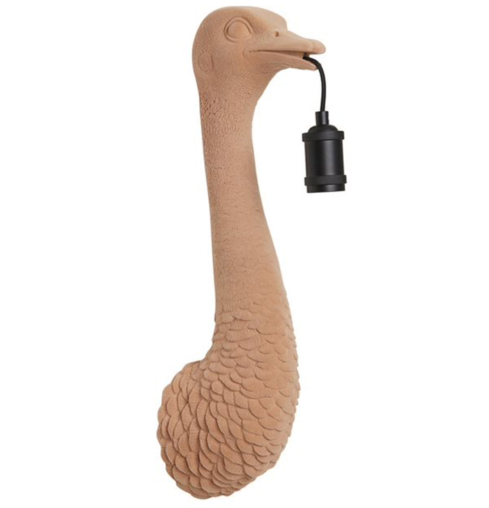Wandlamp karamel kunststof velvet struisvogel