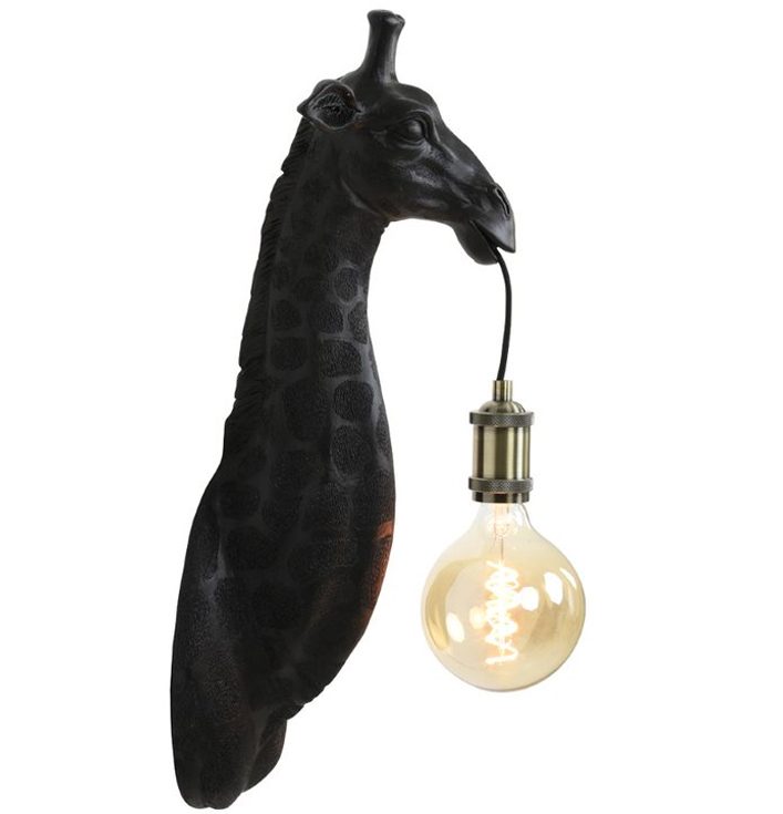 Wandlamp kunststof zwart giraffe