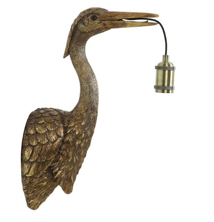 Wandlamp vogel goud kunststof