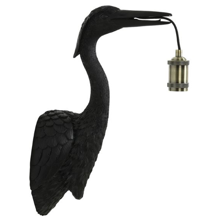 Wandlamp vogel zwart kunststof