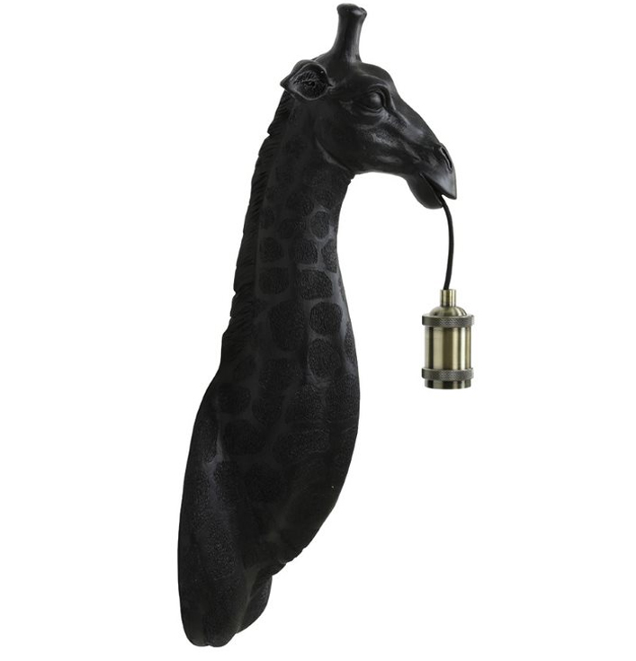 Wandlamp zwart kunststof giraffe
