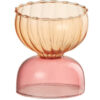 Waxinelichthouder rond oranje roze en glas