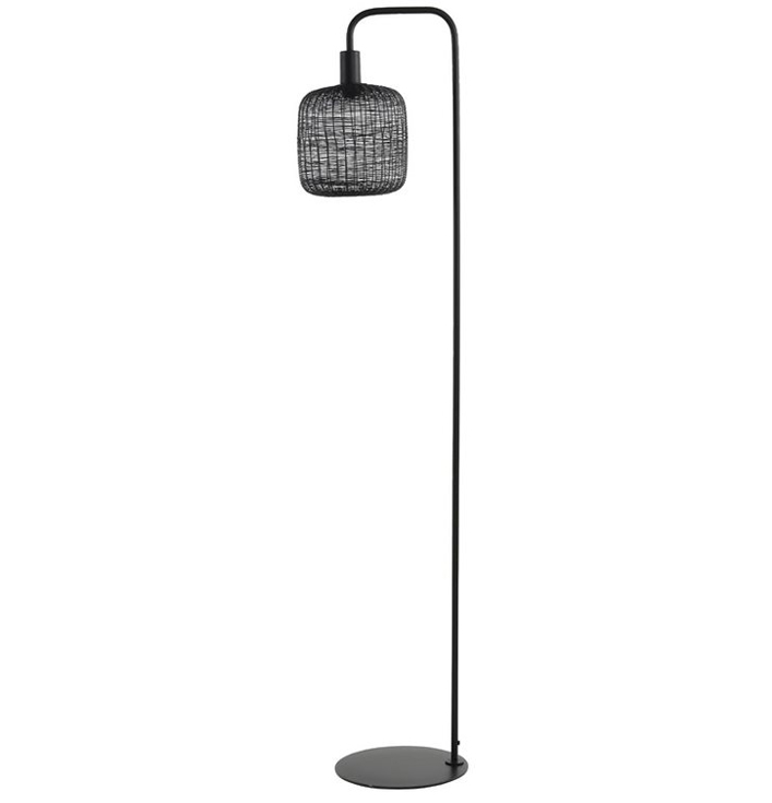 Zwart metalen vloerlamp rond