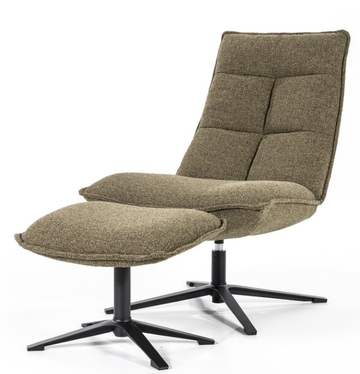 fauteuil groen met voetenbankje zwart onderstel