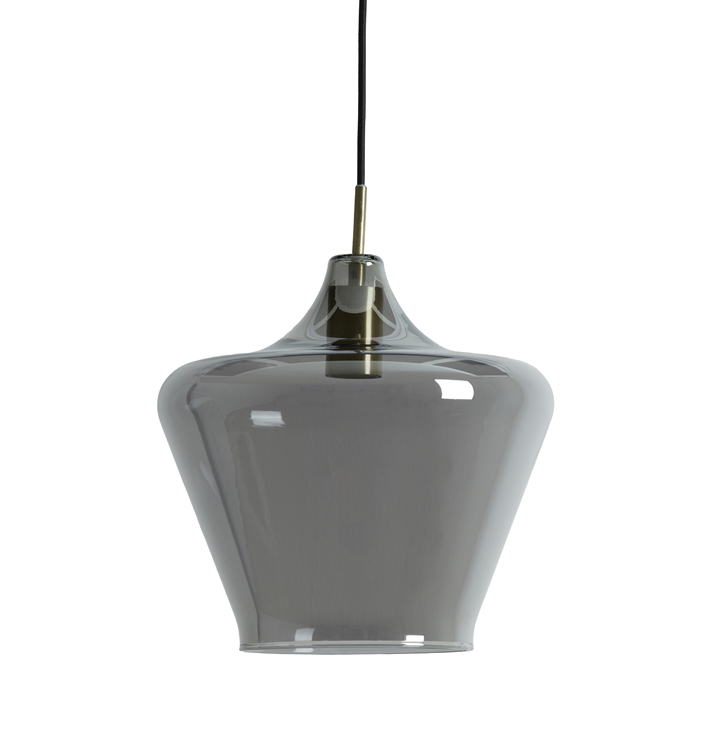 hanglamp glas smoke antiek brons grijs