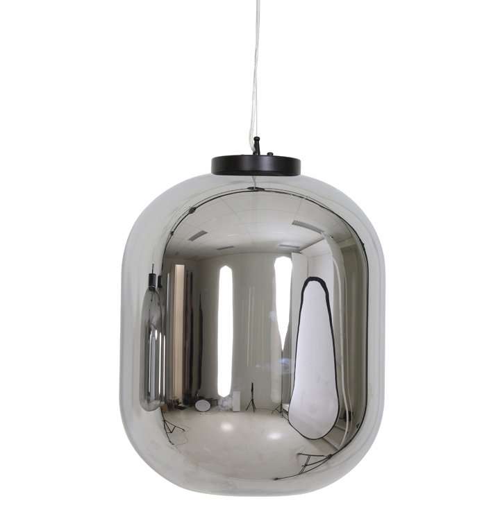 hanglamp smoke glas bolvormig zilver