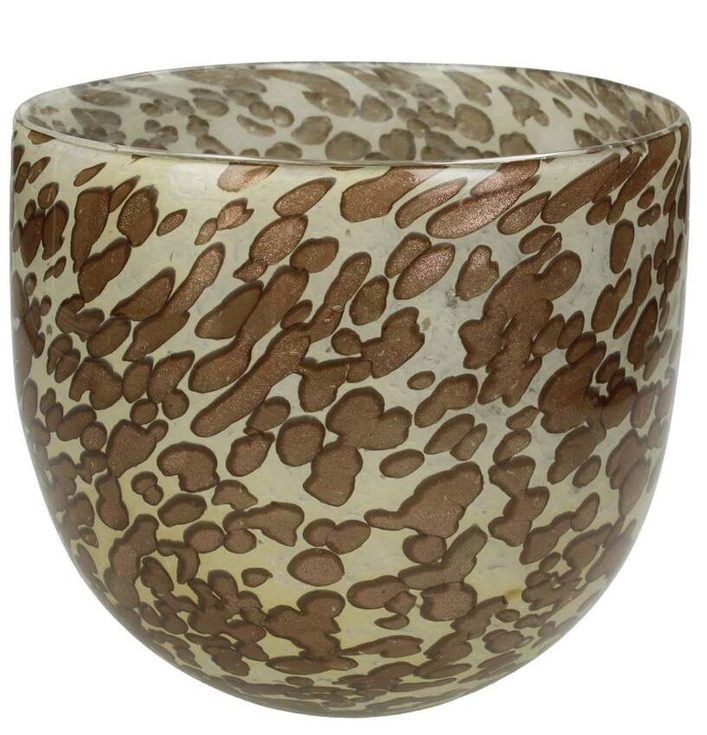 moderne vaas bruin met luipaardprint glas