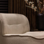 Bouclé stof fauteuil beige