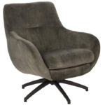 Bruin stoffen draaivoet fauteuil