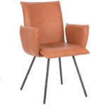 Cognac leren eetkamerstoel