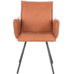 Eetkamerstoel cognac leer met armleuning