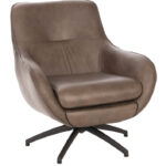 Fauteuil bruin leren met draaivoet