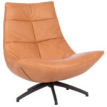 Fauteuil leer cognac met draaivoet