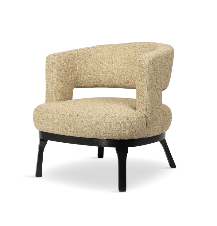 Fauteuil stof beige armleuning