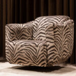 Fauteuil stof printje zwart met beige