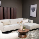 Grijs groene hoekbank met stevige zit