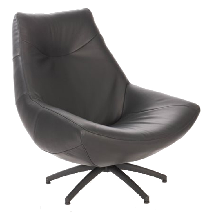 Leren fauteuil draaivoet zwart