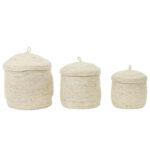 Manden set van drie met deksel beige
