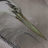 Reigers op wanddoek fluweel blauw