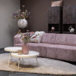 Roze stoffen ronde vormen bank