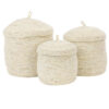 Set van drie manden met deksel wit