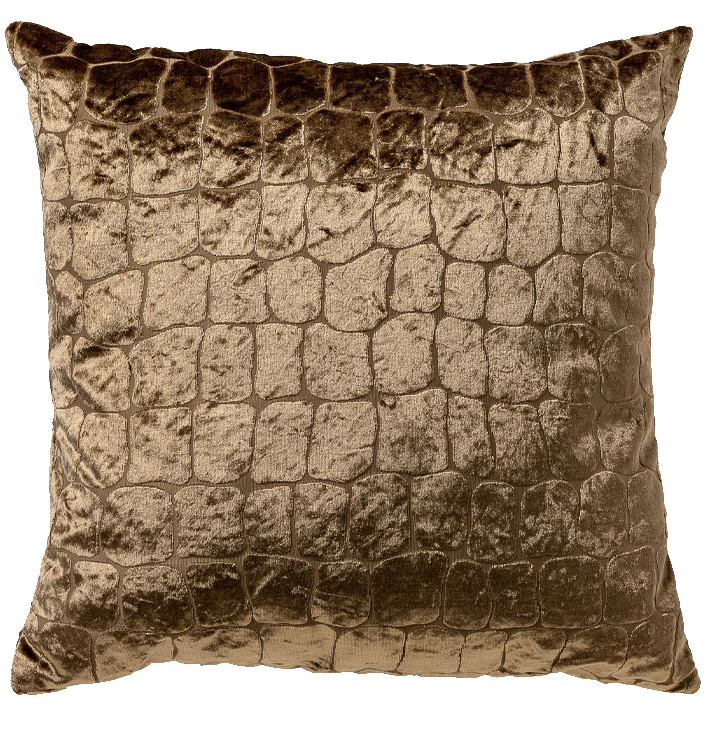 Sierkussen bruin polyester met krokodillen print