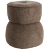 Bruine poef rond textiel bouclé