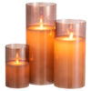 Drie maten ledlampen bruin