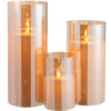Drie maten ledlampen goud