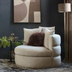 Fauteuil beige stof rond