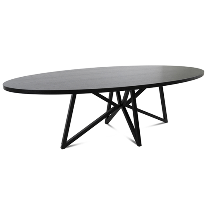 Eettafel zwart eiken ovaal