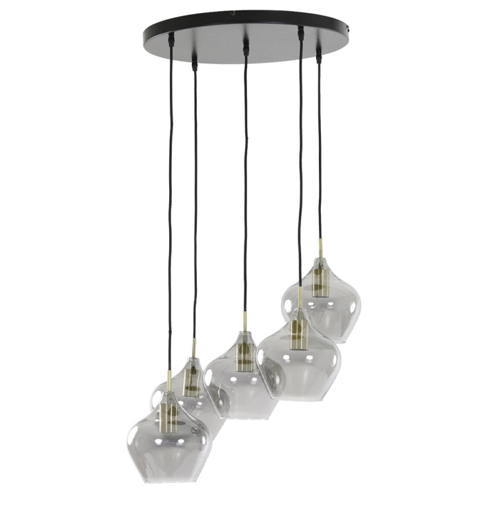 Hanglamp brons en smoke glas