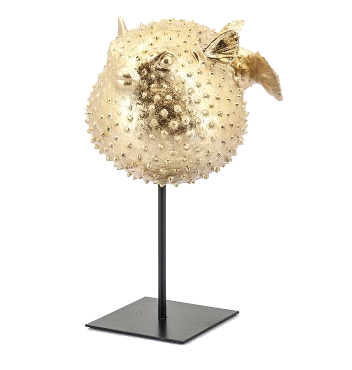 Ornament vis goud van polyresin en metaal