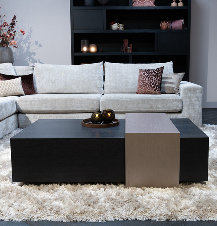 Salontafel blok eikenhout zwart