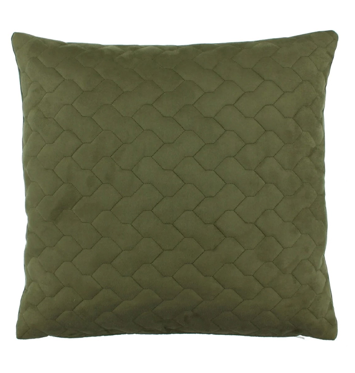 Sierkussen Claudi groen olijf textiel patroon