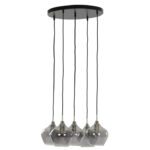 Smoke glas hanglamp brons