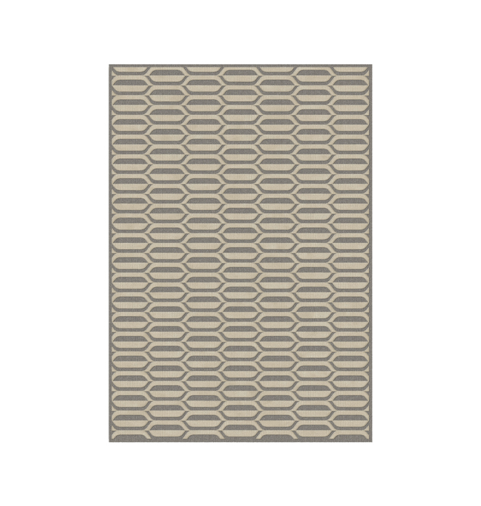 Vloerkleed grijs beige patroon hoog en laag structuur