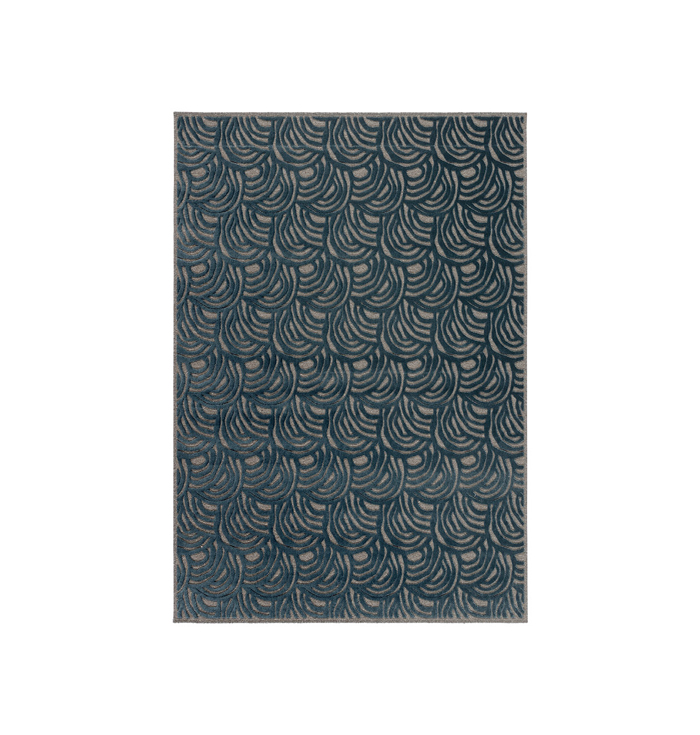 Vloerkleed wol stof grijs blauw patronen