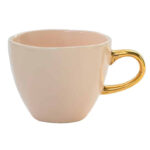 Roze koffiekopje met gouden oor