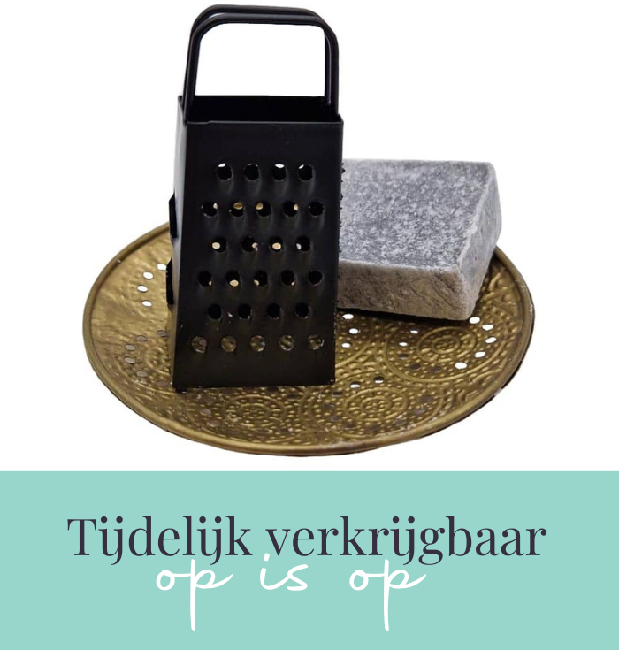 Zwart cadeausetje amberblokje schaal rasp