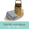 Amberblokje blauw met rasp en schelpenschaaltje cadeausetje