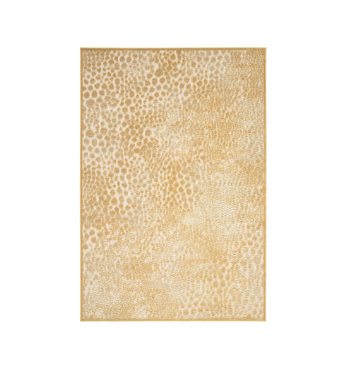 Vloerkleed patroon beige goud viscose stof polyester glanzend