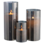 ledlamp blinkend glas grijs 3 maten samen
