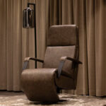 Fauteuil taupe verstelbaar leer