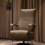 Fauteuil verstelbaar leer bruin beige