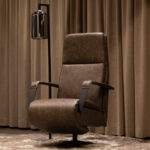 Fauteuil verstelbaar leer taupe