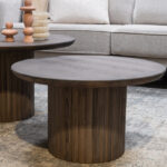 Geribbelde poot hout salontafel rond