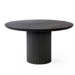 Ronde salontafel zwart hout geribbelde poot